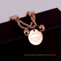 Stainless Steel Ball Beads Bracelet Bangles Customer Design Circle Tag Charm Stretch Strand Bracelet Gold Plated For Women